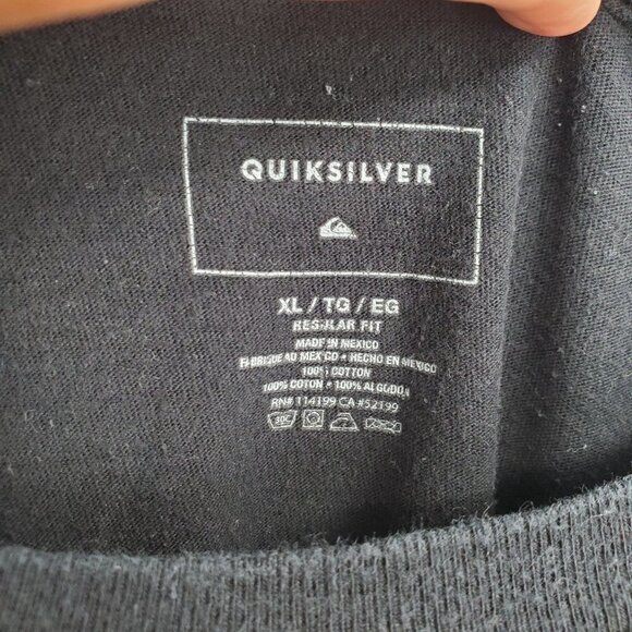 Quiksilver Logo Regular Fit Long Sleeve Top Crewneck Cotton XL Men Black Multi - Picture 5 of 10